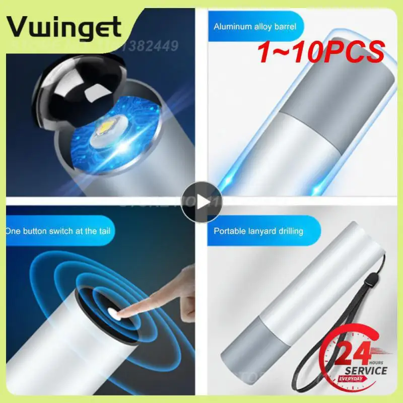 

Светодиодный мини-фонарик с зарядкой от USB, водонепроницаемый Телескопический мощный уличный портативный фонарь с зумом для работы, 1 ~ 10 шт.