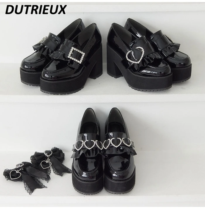 Непромокаемая обувь на платформе в японском стиле для девочек туфли-лодочки