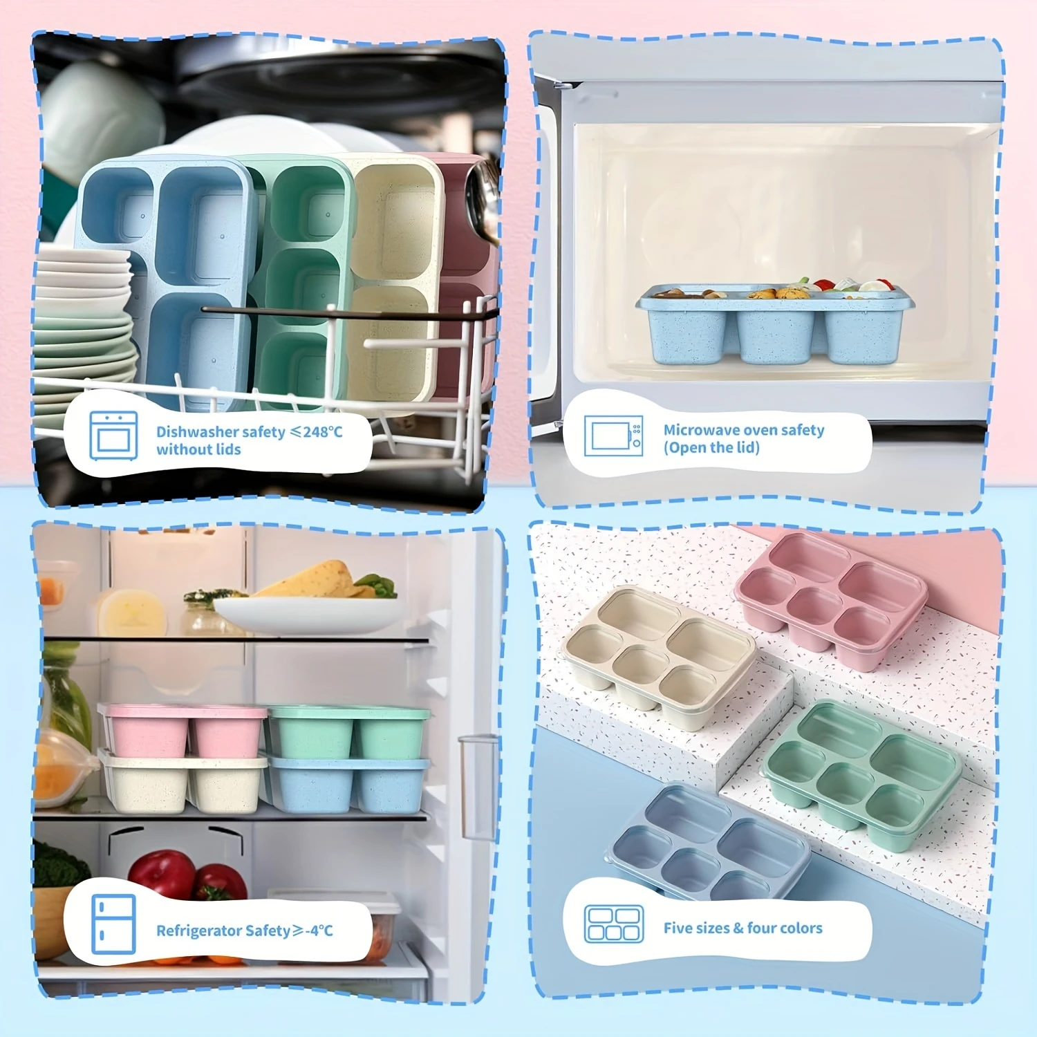 Силиконовая коробка для бенто из 4 предметов — просторный контейнер