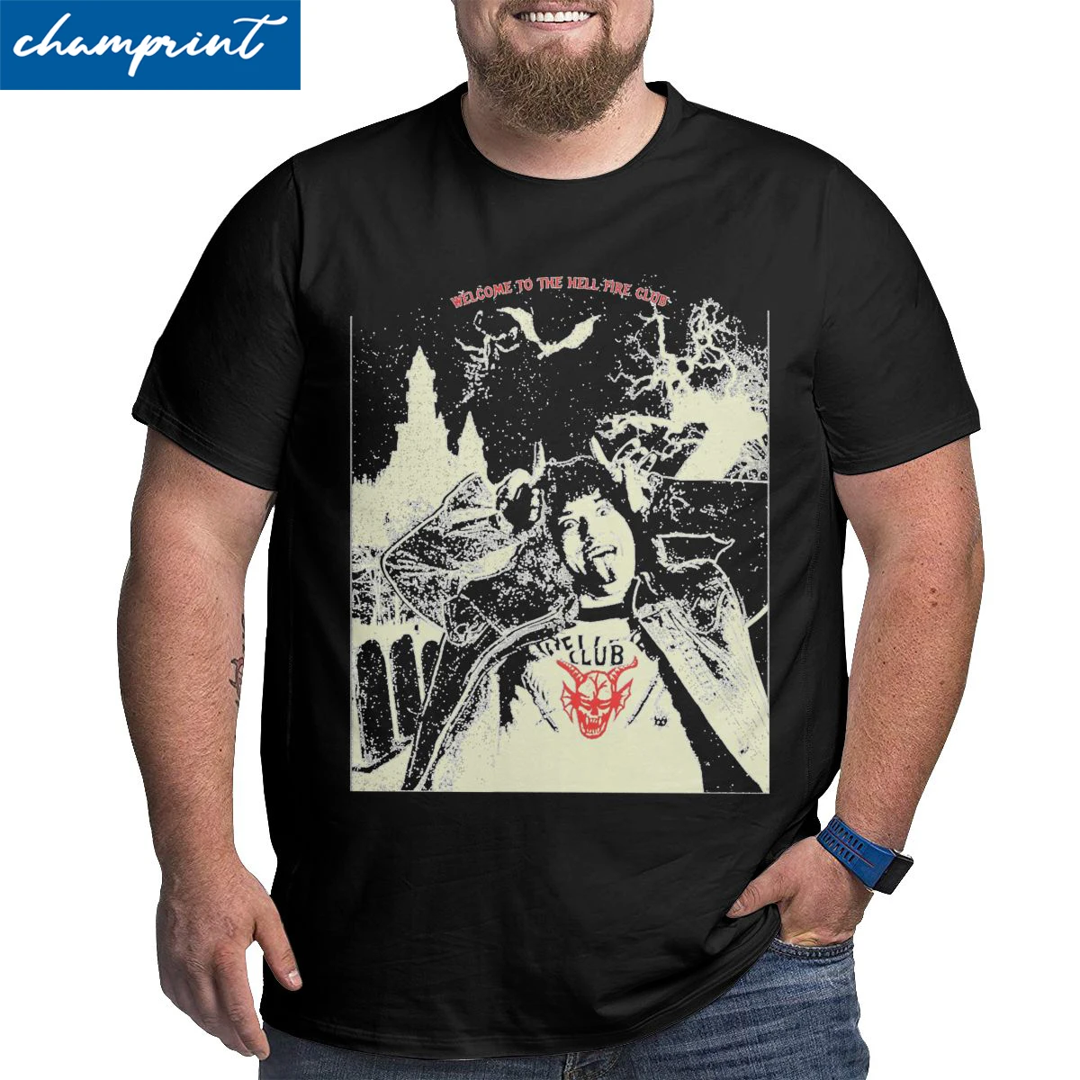 

LOVE HIM Hellfire Club T Shirt Men Cotton Leisure T-Shirt Eddie Munson Big Tall Tee Short Sleeve Clothing Plus Size 4XL 5XL 6XL