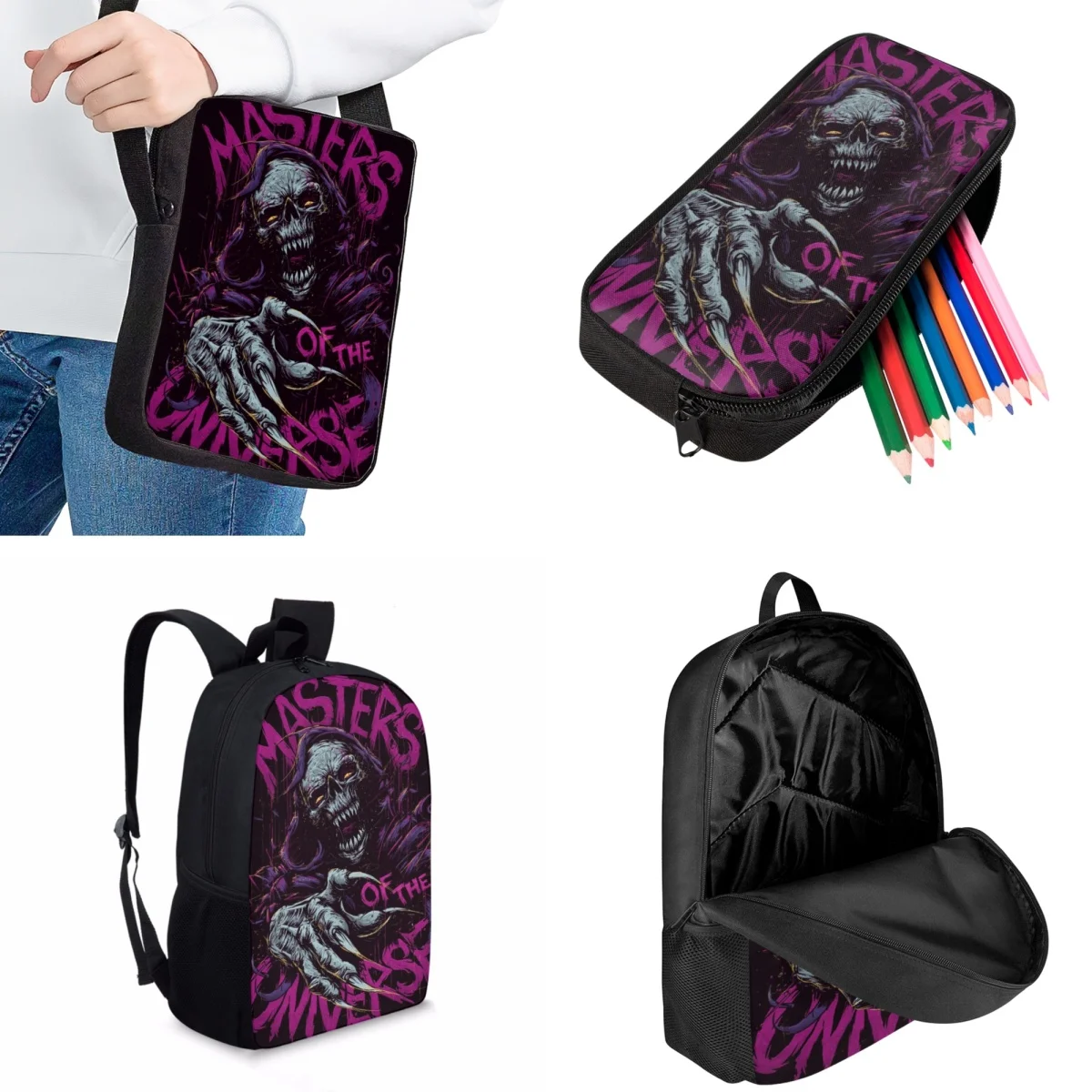Jackherelook Day of the Dead Kids Backpacks Fashion School Bags Sets High Student Casual Bookbags College Students Laptop Bag