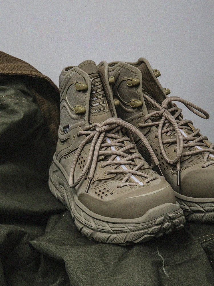 Unisex Vintage microfiber breathable anti-slip hiking trekking boots lovers outdoor thick sole shockproof camping working boots