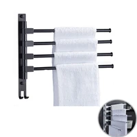 towel holder rack aluminum swivel towel bar hanger movable foldable wall mount towel rail with hook bathroom storage