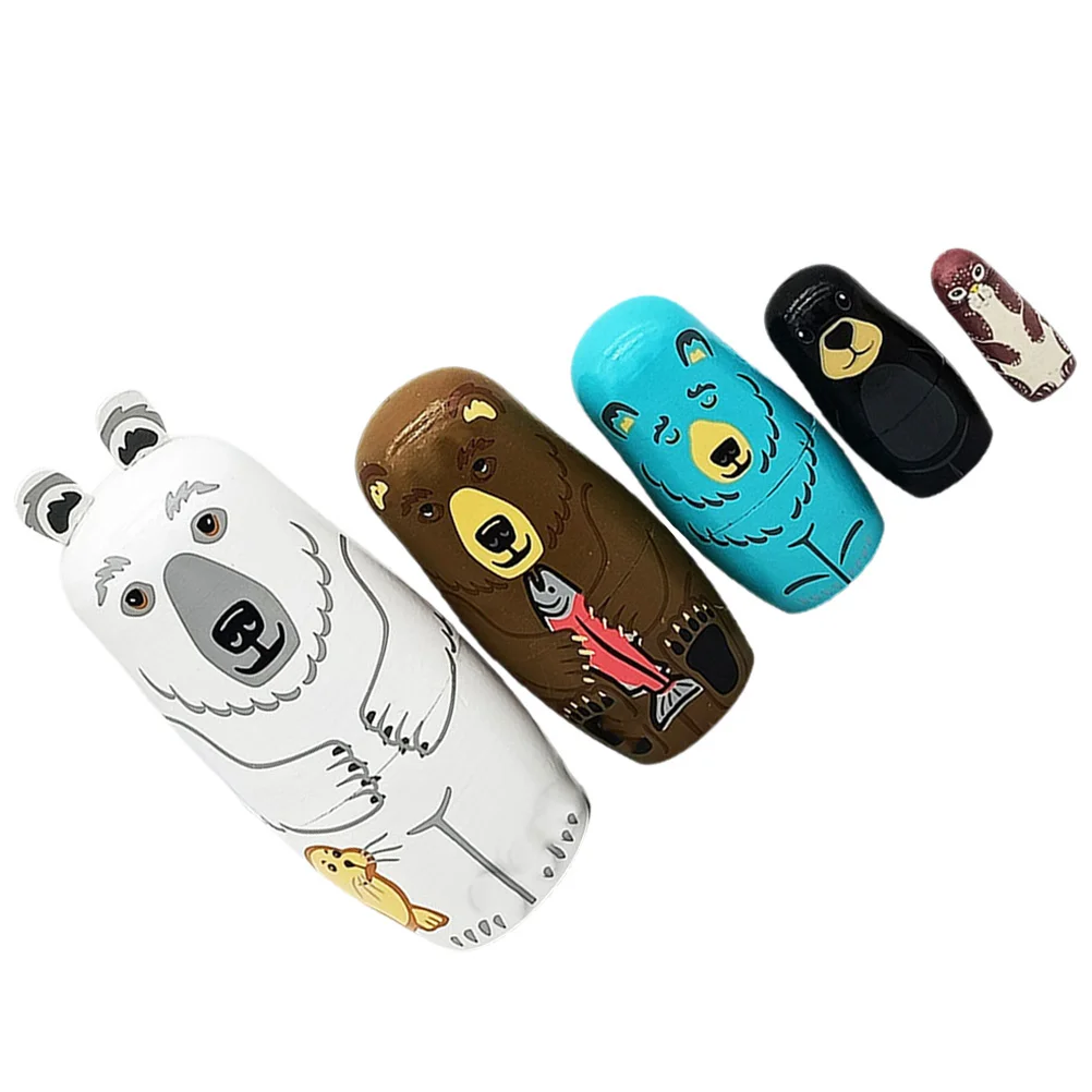

Russian Stacking Nestingwoodenchristmastoys Kids Figurines Stackablewood Set Nested Decoration Home Crafts Animals Decors