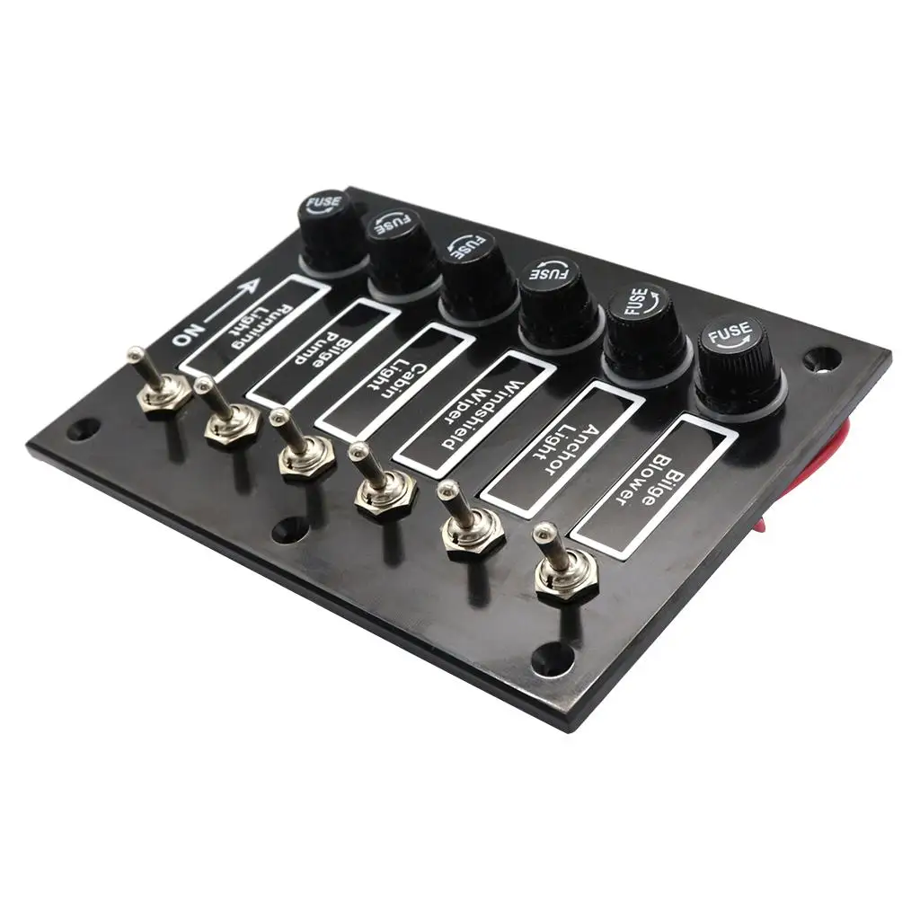 

6 Gang Boat Fused Circuit Breaker spray proof Switch Panel For Caravans RV