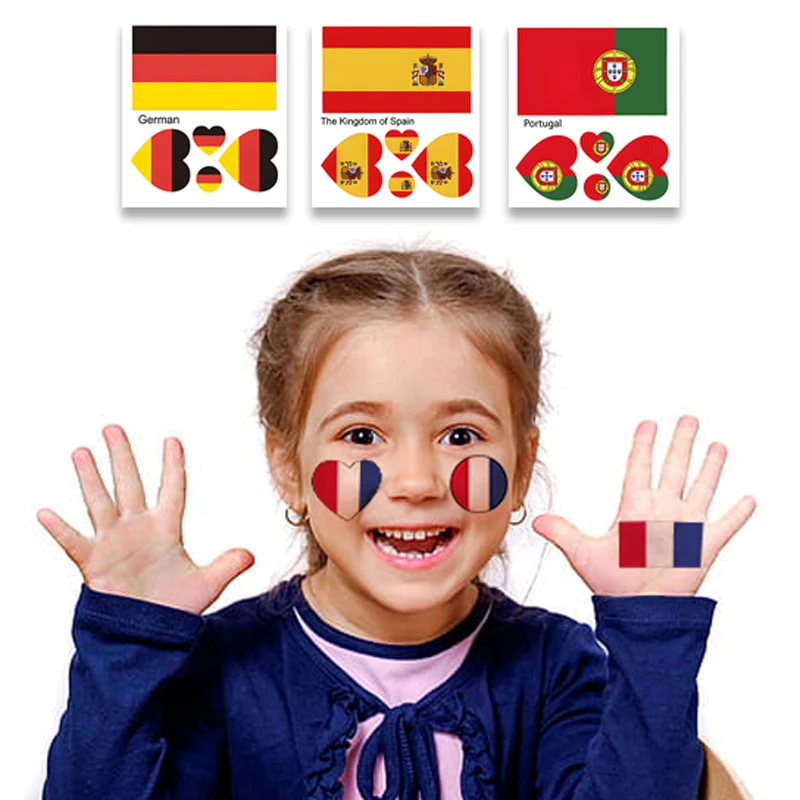 

20pcs Countries Flags Face Sticker 5.5x6cm Temporary Tattoos Sticker World Cup Stickers Olympics Flag Festival Celebration Decor