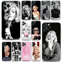 marilyn monroe phone case for iphone 11 12 13 pro max xr xs x 8 7 se 2020 6 plus cute shockproof clear soft tpu cover shell