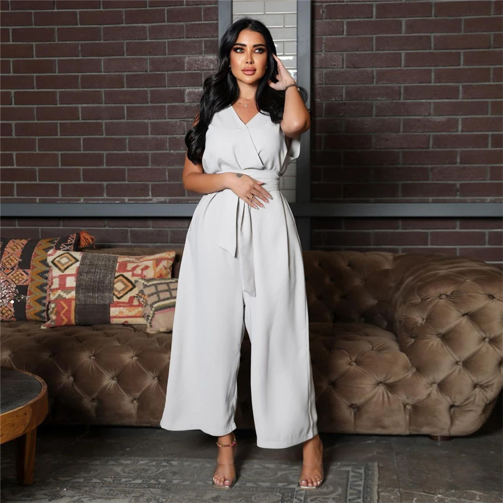 

Islamic Clothing Women Muslim One Piece Jumpsuit Wide-Leg Pants Abaya Dubai Turkish Abayas Musulman Sleeveless Romper Overalls