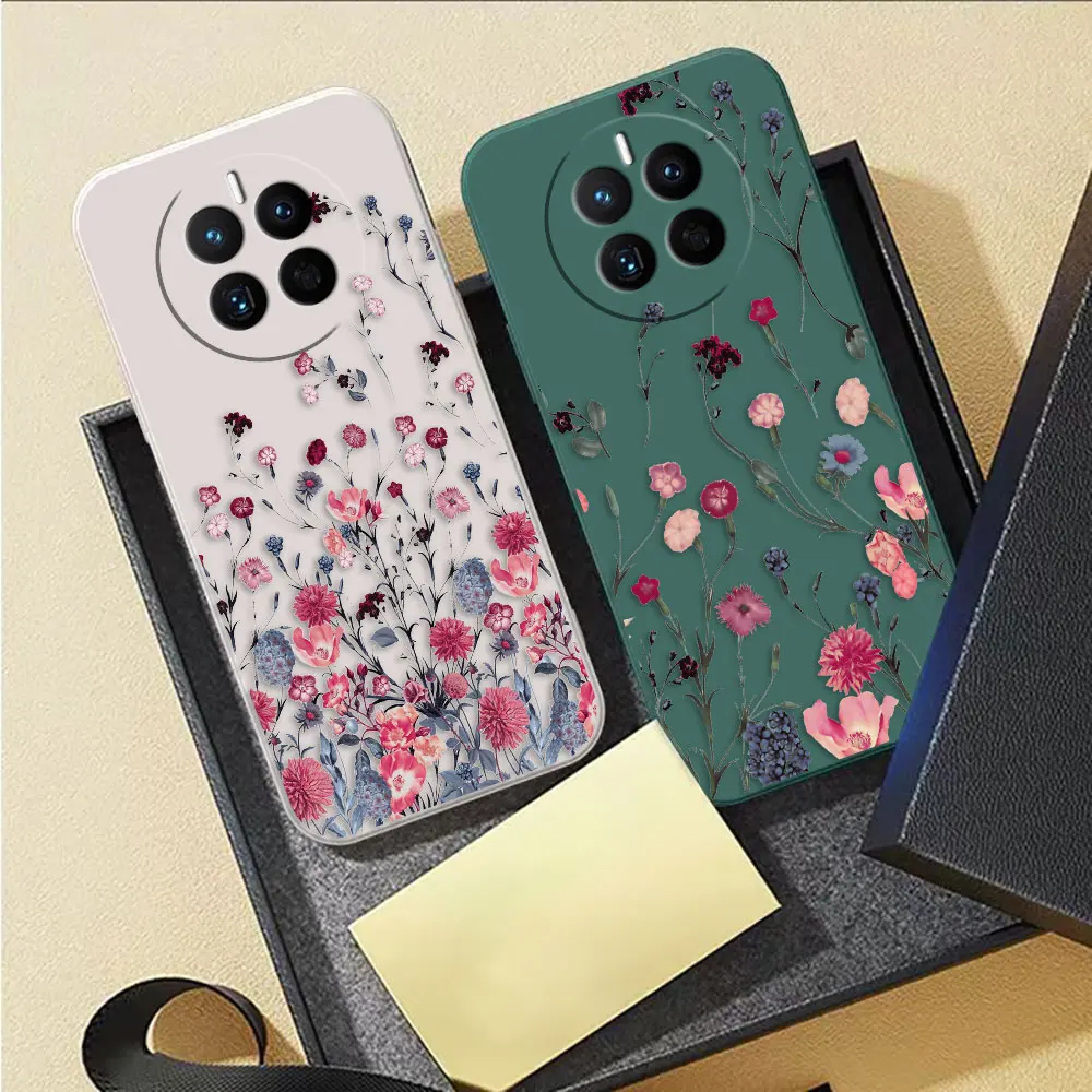 Leaves Flower Plants Phone Case For Huawei MATE 10 20 20X 30 40 50 P20 P30 P40 P50 P60 PRO PLUS Colour Liquid Case Cover Funda