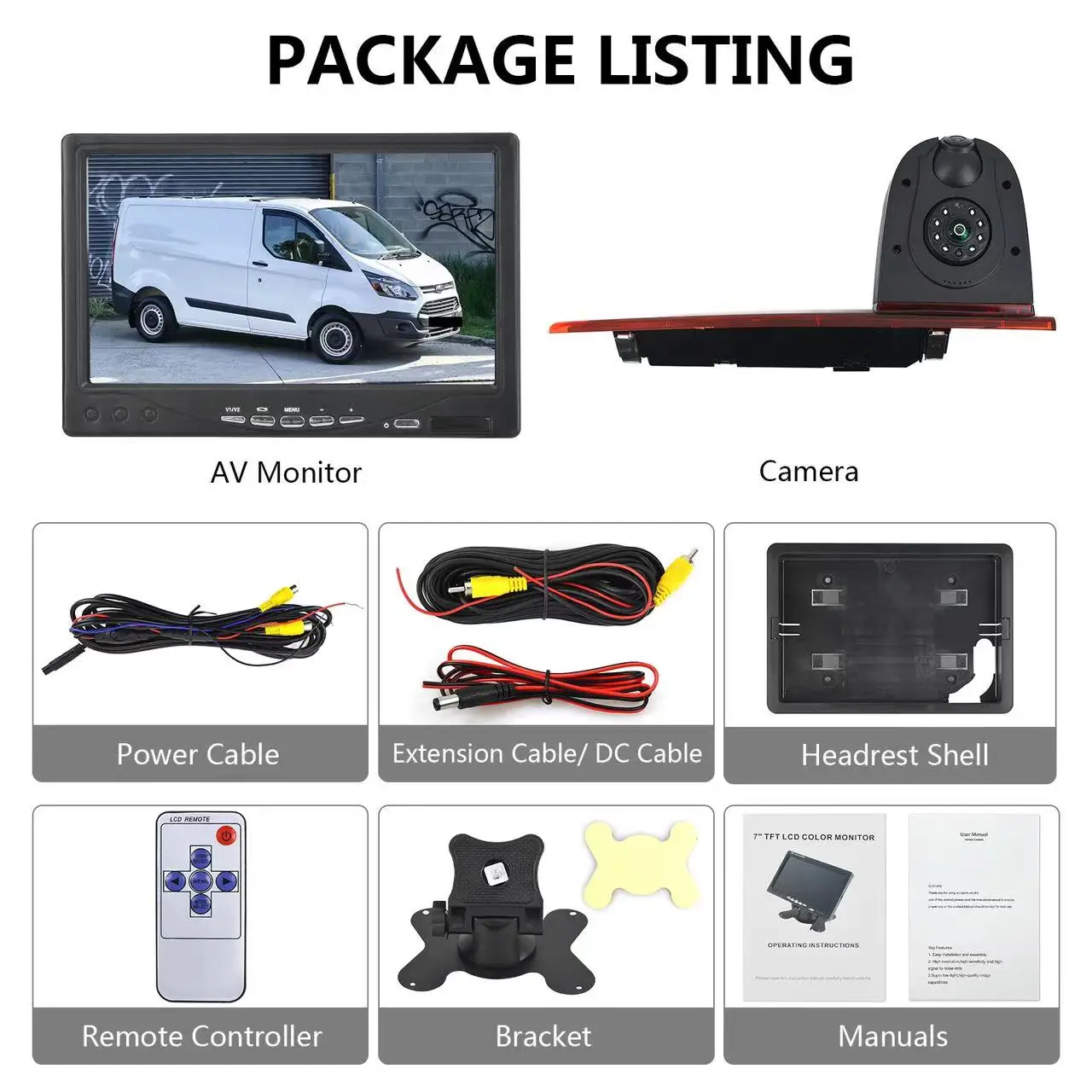 Камера заднего хода стоп-сигнала с двумя объективами и зеркальным монитором 7