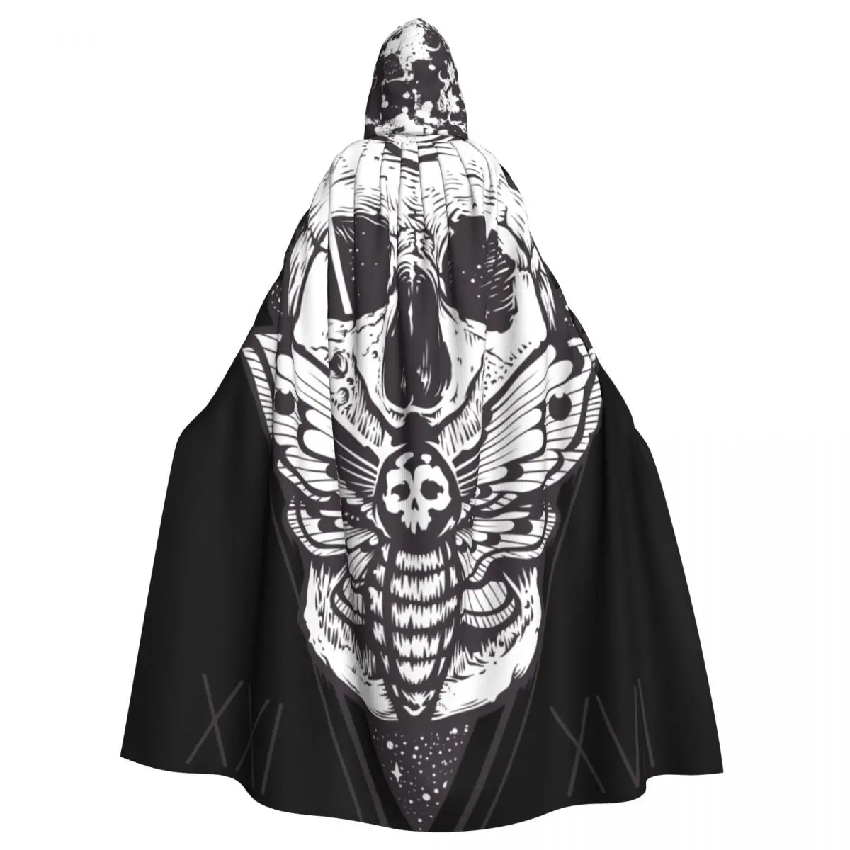 

Adult Cloak Cape Hooded Skull Sacred Geometry Medieval Costume Witch Wicca Vampire Elf Purim Carnival Party