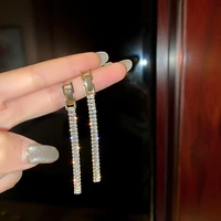 vintage gold color bar long thread tassel drop earrings for women glossy stainless steel earrings fashion jewelry 2021 new