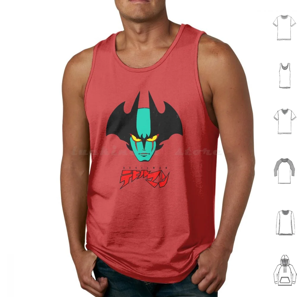 

002B Devilman Head New Tank Tops Vest Sleeveless Devilman Devil Man Go Nagai Japan Anime Manga 1980 70S 80S Vintage Teoi 1972