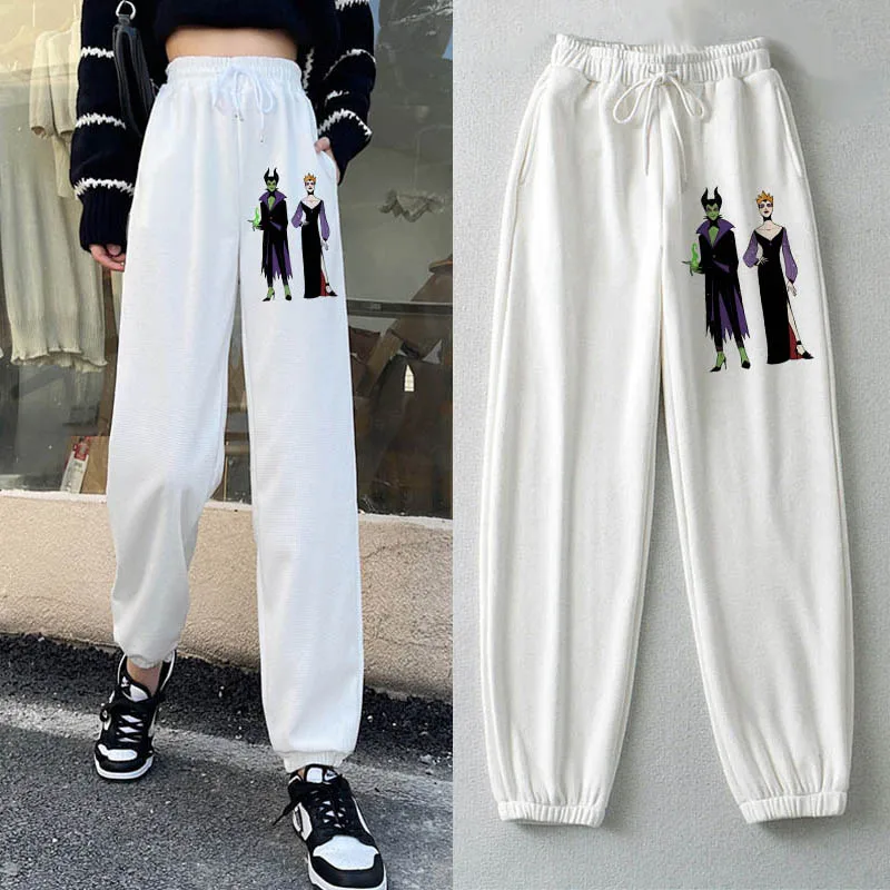 

Disney Anime Villain Bad Girl Kawaii Pant Autumn Women Clothes Y2k Harajuku Fashion Casual High Waist White Elasticity Sweatpant