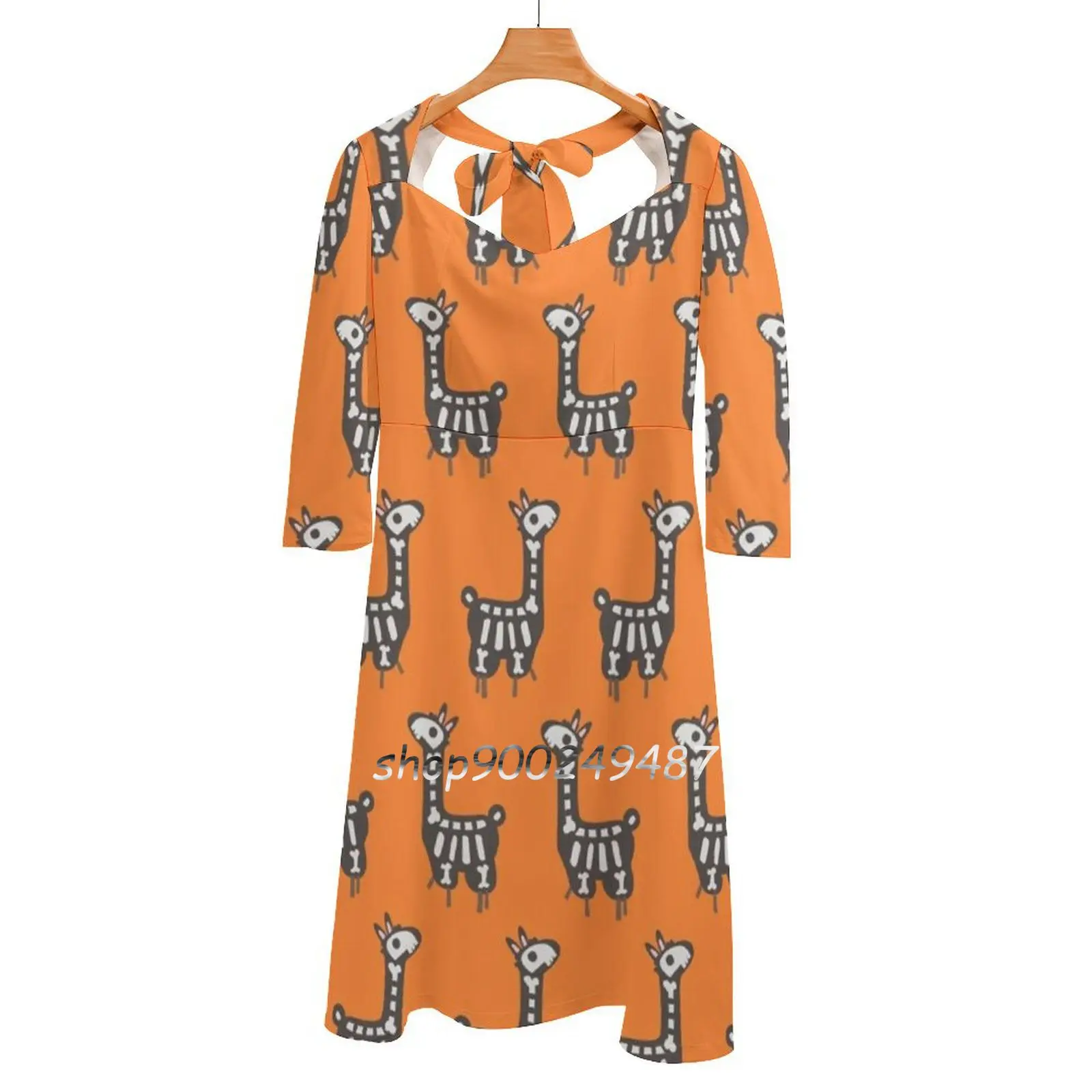 

Платье с квадратным вырезом и ламой на Хэллоуин, Красивые свободные платья с принтом, элегантное пляжное платье для вечеринки, лама-альпака ...
