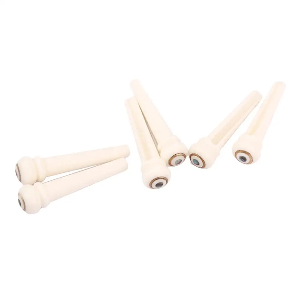 

6 Pieces Cattle Bone Guitar Bridge Pins Copper Circle Abalone Dot for Guitar