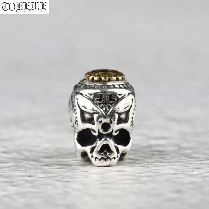 

Handmade 925 Silver Skull Beads Vintage Silver Punk Jewelry Skeleton Loose Beads DIY Jewelry Findings