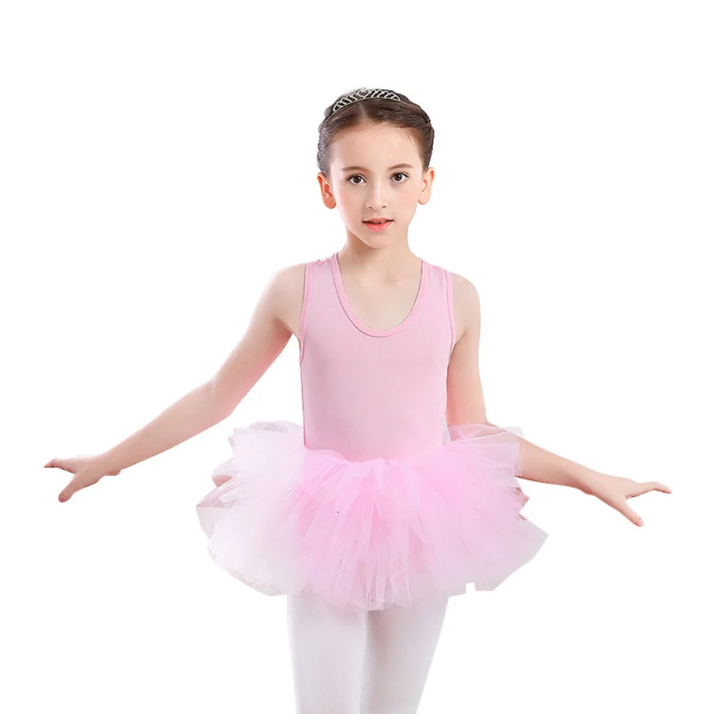 

Girls' Ballet Dance Leotard Solid Color Round Neck Fashion Tutu Skirt Sleeveless Bodysuit One Piece Gymnastics Dancewear
