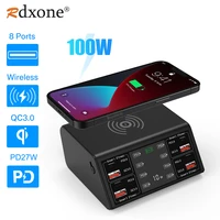 100w 6 ports usb pd3 0 charger quick charge 3 0 adapter hub wireless charger charging station pd fast charger for iphone samsung