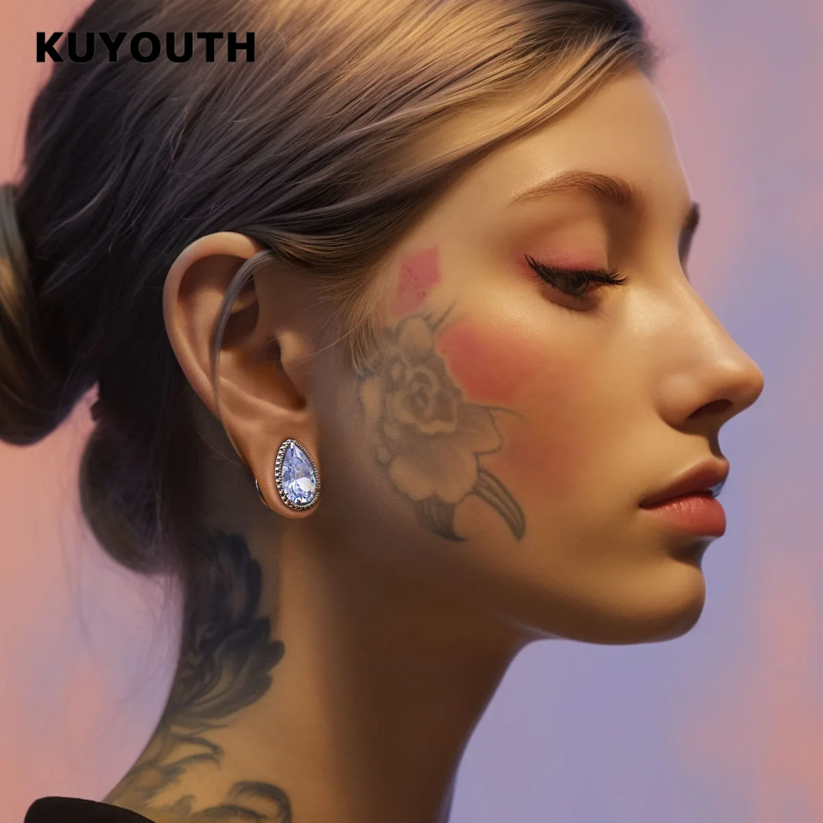 KUYOUTH модные медные расширители в форме капли с цирконом, ушные туннельные заглушечки, мерные штампы, серьги для пирсинга, ювелирные изделия, 2 шт. (art.: 3920cd863a656) - 3920cd863a656