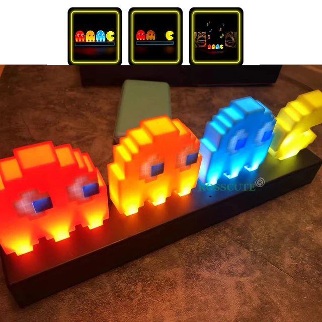 2021 Pac Man Game LED USB 3D Night Light Gaming Room Decor Desk Music Illusion Lamp Baby Sleeping Light For Holiday Gift