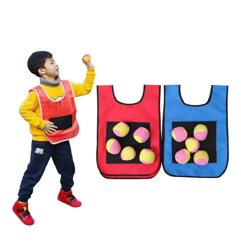 

12pcs Kids Outdoor Sport Game Props Vest Sticky Jersey Game Vest Waistcoat With Sticky Ball Throwing Toys For Sports Toy
