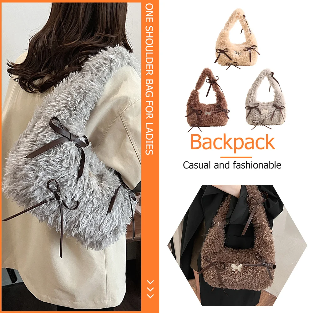 Женская плюшевая сумка на молнии кошелек-клатч с внутренним карманом пушистый