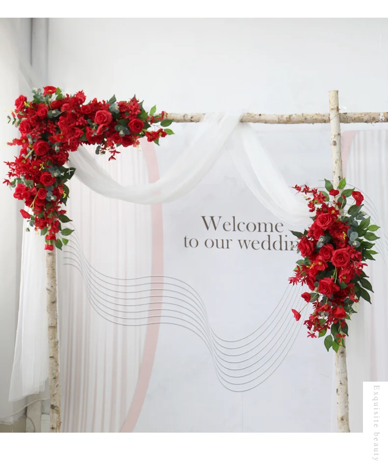 

Red Rose Artificial Flowers for Wedding Arch Decoration Customize DIY Floral Art Simulation Decor for Birthday Party