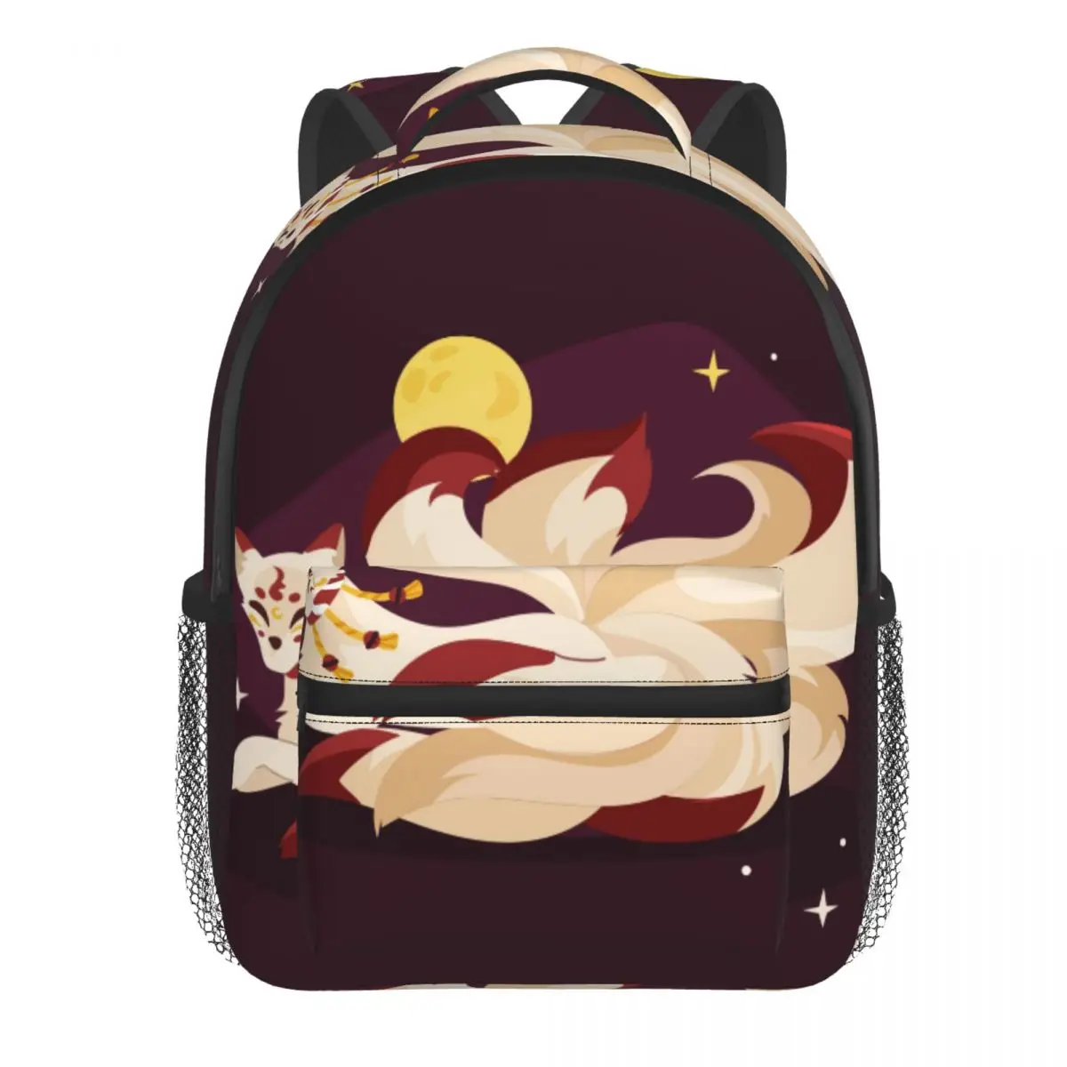 Kids Backpack Kitsune Illustration Kindergarten Children Mochila School Bag