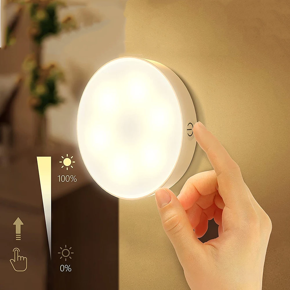 

Приглушаемый светодиодный светильник для шкафа с сенсорным датчиком, с Usb-зарядкой, магнитный светильник на клейкой основе для чулана, свет...