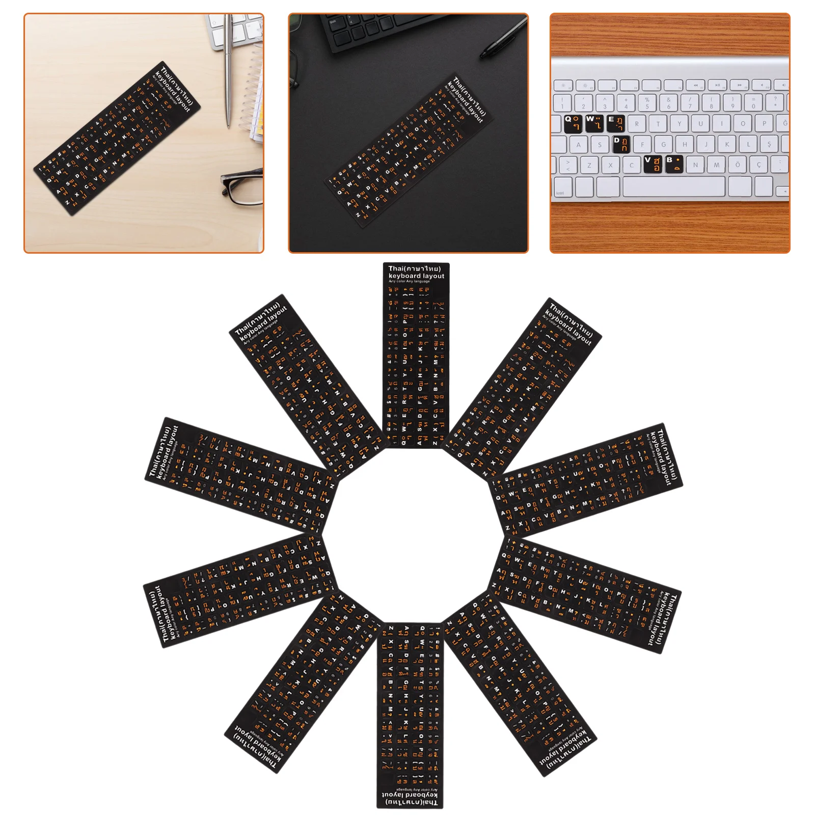 

10 Sheets Replacement Keyboard Stickers Thai-language Stickers Keyboard Layout