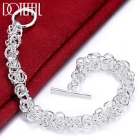 doteffil 925 sterling silver geometry bracelets for women wedding party simple fashion girl lady bracelet christmas jewelry