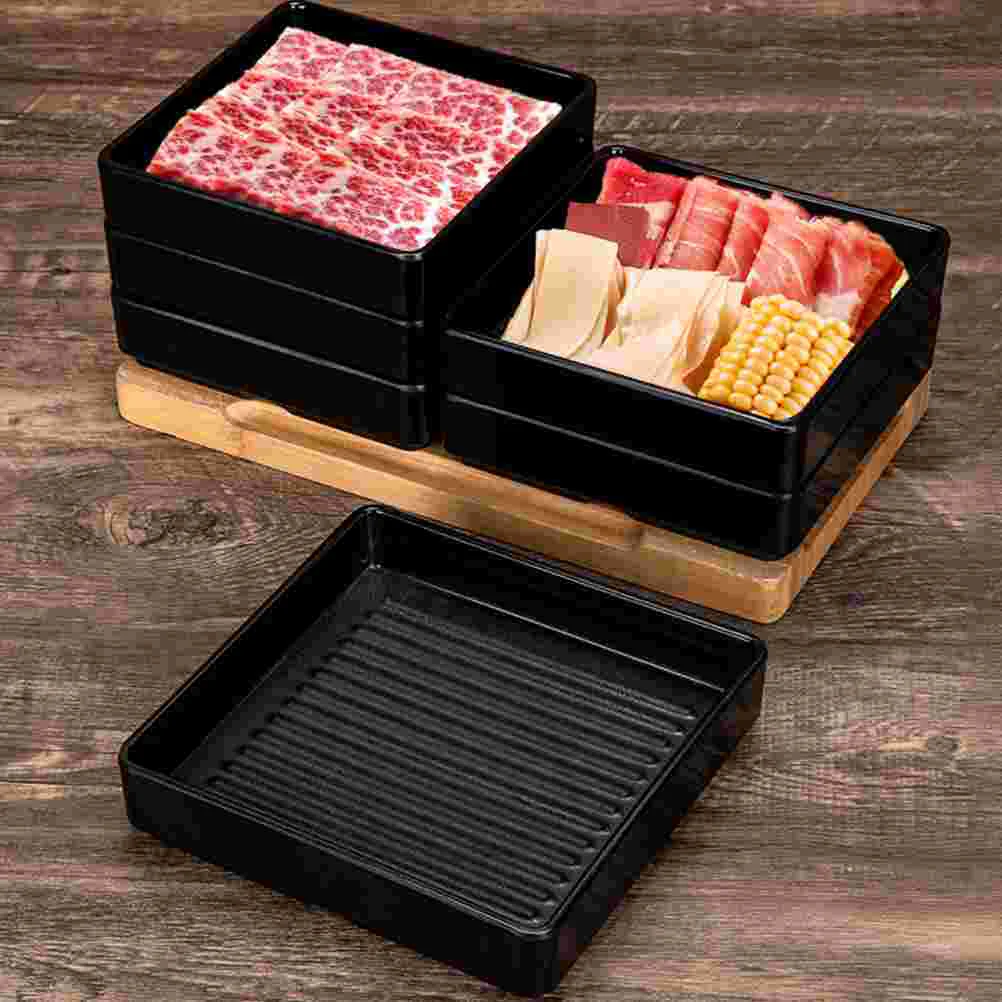 Креативная Квадратная тарелка для сервировки еды меламиновая барбекю