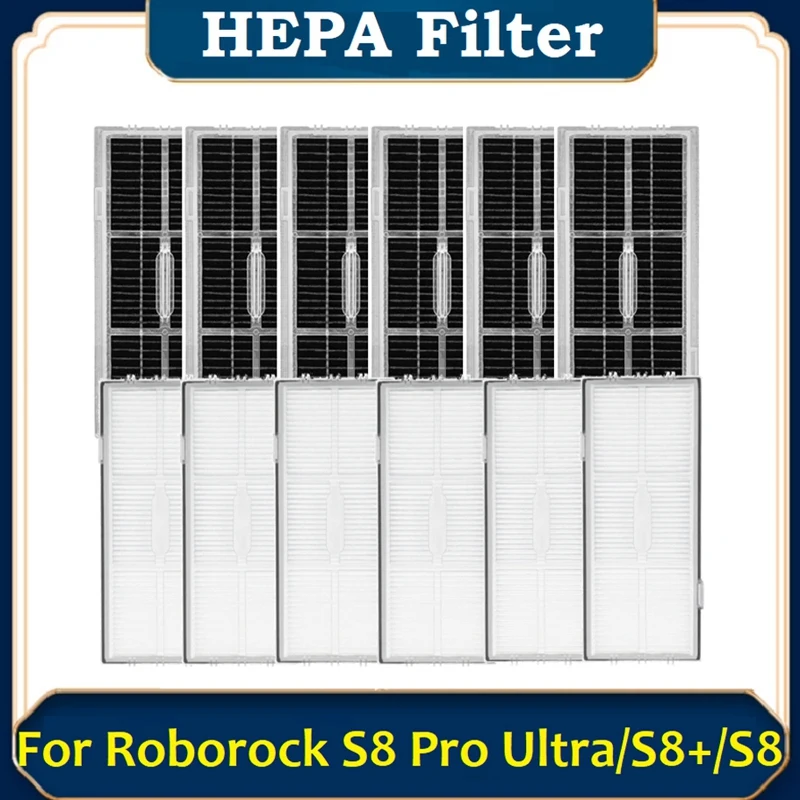 

12 Piece HEPA Filter Replacement Parts White & Black For Xiaomi Roborock S8/S8+/S8 Pro Ultra Robot Vacuum Cleaner