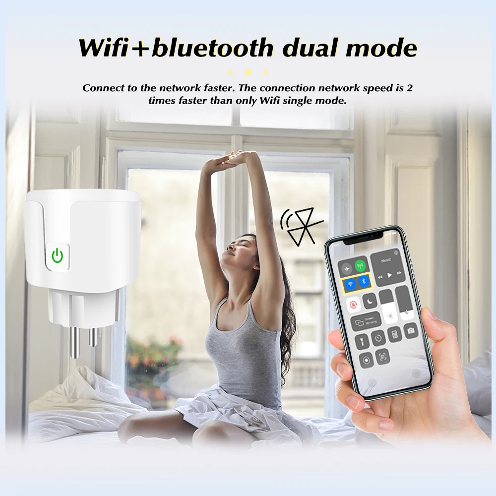 Aubess Tuya Wifi Smart Plug 20A EU Alexa Voice Remote Socket Life APP Real-time Power Monitoring For Alice Google Home | Обустройство