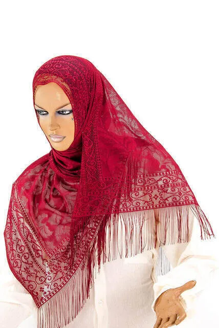 

IQRAH Delicate Cotton Tulle Shawl Red