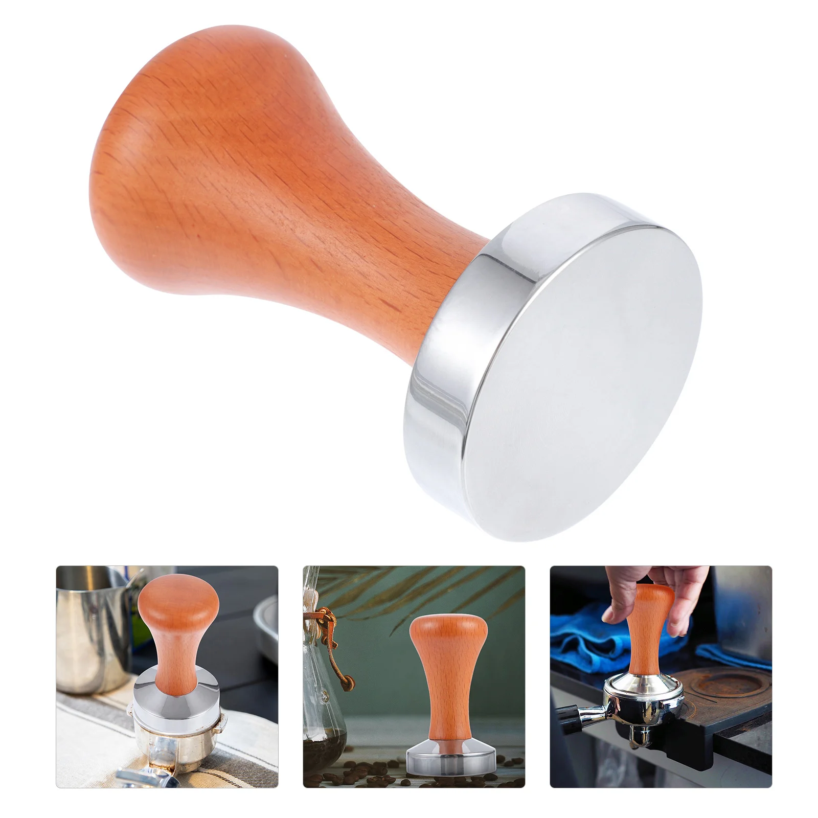 

51mm Wooden Handle Coffee Tamper Aluminum Alloy Coffee Tamping Tool Accessory Household coffee press Kitchen powder press tool