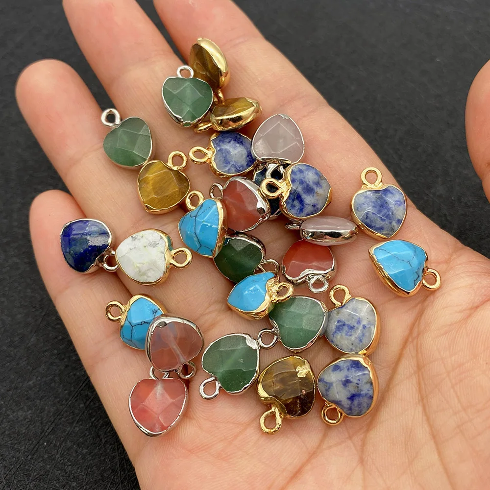 

Heart Shaped Natural Stone Pendant White Crystal Faceted Pendant for DIY Jewelry Making Ladies Charm Necklace Accessories10x13mm