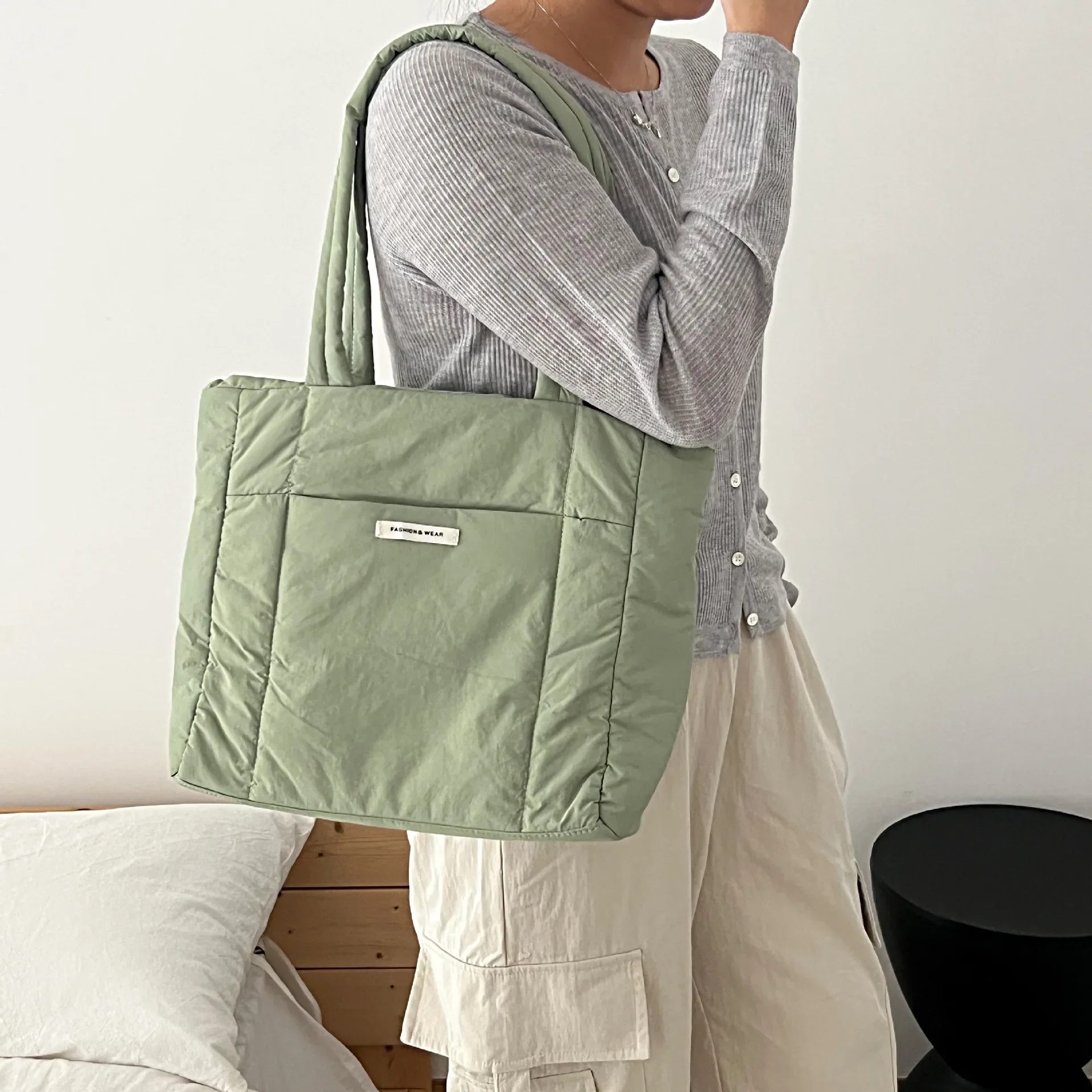 Повседневная сумка на плечо с хлопковой подкладкой женская модная Qutlted Большая