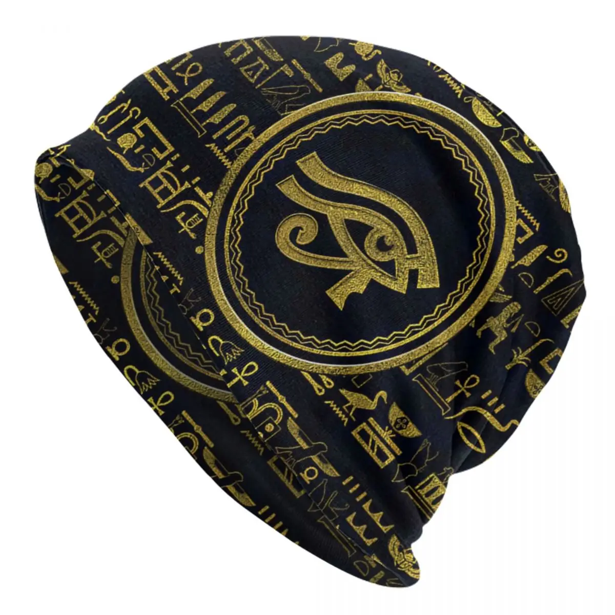

Gold Egyptian Eye Of Horus - Wadjet Adult Men's Women's Knit Hat Keep warm winter Funny knitted hat
