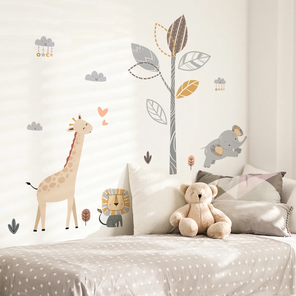 

Мультяшный ребенок слон лев фотообои для спальни детской комнаты домашний декор Фреска Симпатичные животные Обои Съемные наклейки