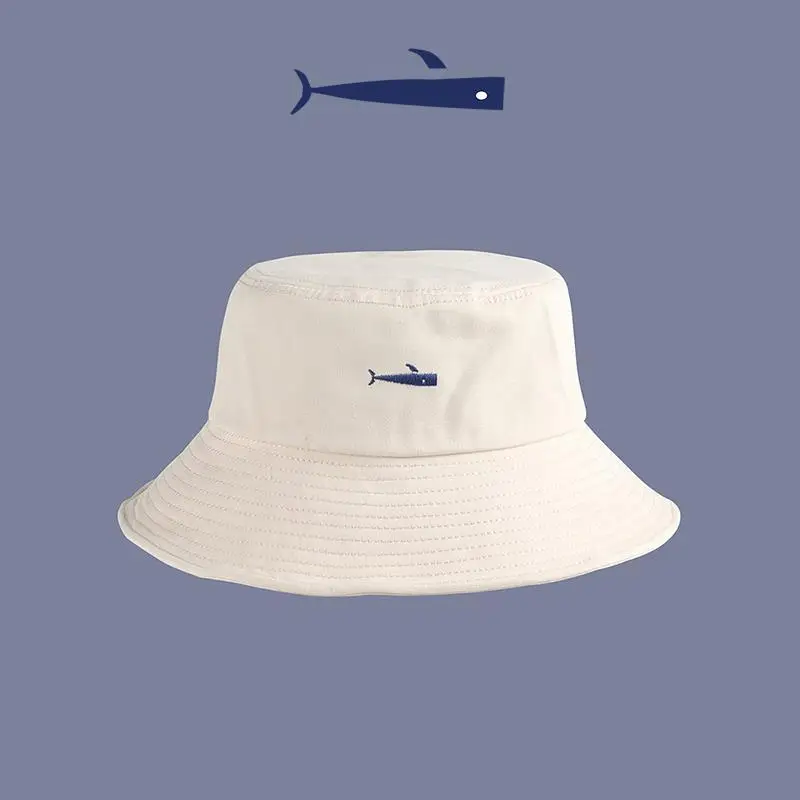 

Панама с вышивкой «Рыбалка» для мужчин и женщин, корейский стиль, японская шляпа от солнца в стиле ins с маленькими рыбками, бежевая