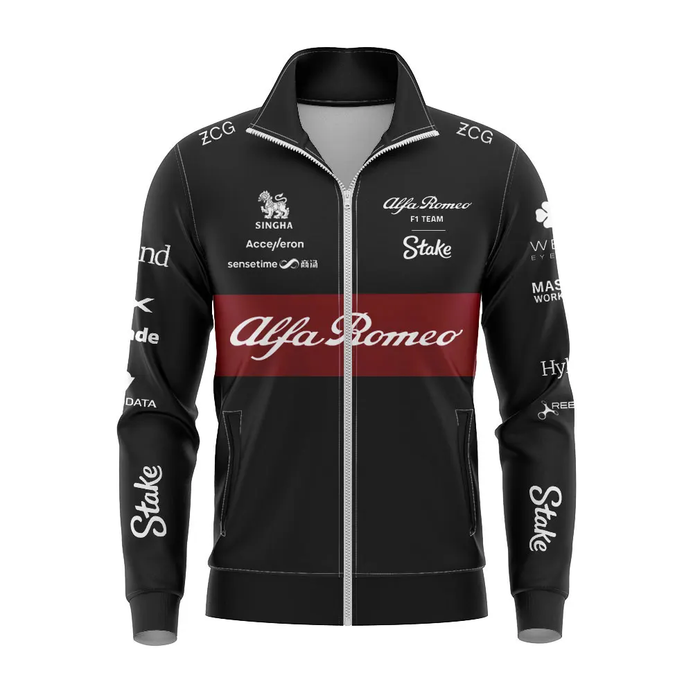 

The New Alpha Romeo F1 Men's Racing Team Jacket Formula One Zipper Sweatshirt That Women's Stand Neck Black Coat Plus Size