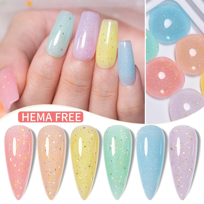 6 шт./компл. Hema Free Extension гель-лак для ногтей Soak Off Crystal Sugar Colors Блестящие блестки Builder