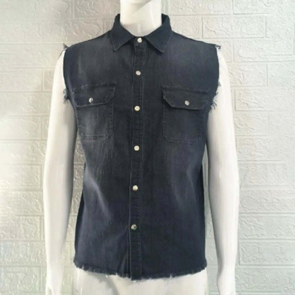 

Men Jacket Trendy Men Summer Solid Color Denim Shirt Soft Vest Coat Summer Pure Color Slim Fit Vest Streetwear
