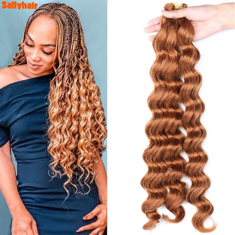 Sallyhair Synthetic Deep Water Wavy Hair  20Inch Crochet Braiding Hair Afro Curls Ombre Braiding Hair Extensions For Women