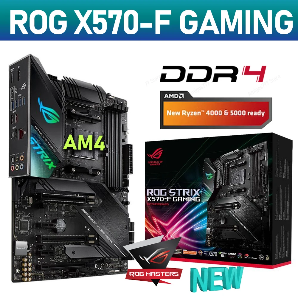 

ASUS ROG STRIX телефон, игровая материнская плата, разъем AM4 для AMD X570 Desktop ATX 128G PCI-E 4,0 SATA 6 Гб/с M.2, абсолютно новый оригинальный