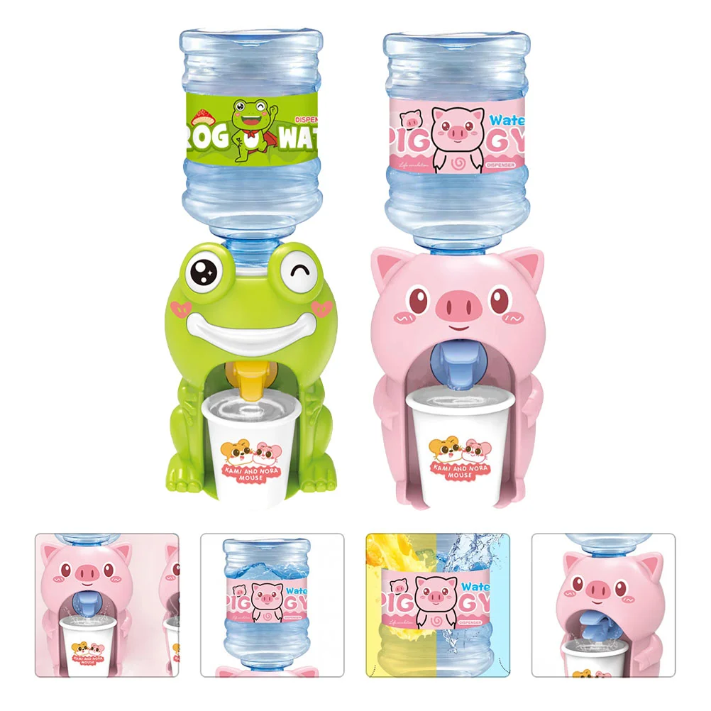 

2 Pcs Kids Desk Accessories Cartoon Drink Water Dispenser Pretend Play Toy Fountain Toys Drinking Machine Kitchen Girl Drinks