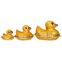 set of 3 cute duck family duck trinket box hinged hand painted ring holder storage jeweled duck figurine animal dresser decor