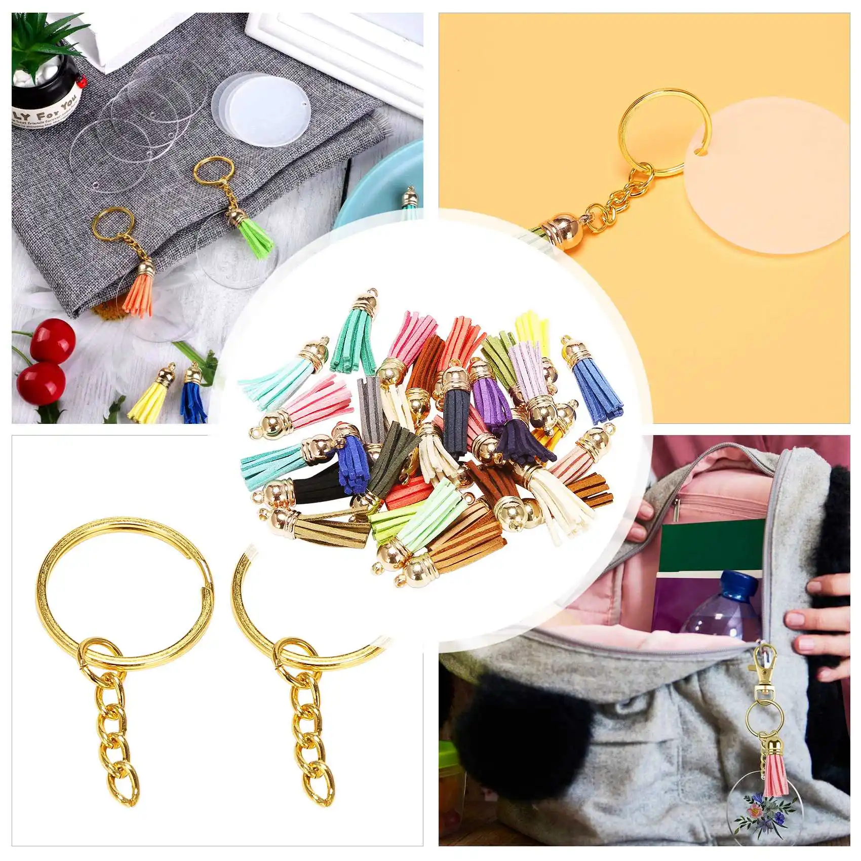 

128 шт., прозрачные круглые акриловые заготовки для брелоков, 2 дюйма